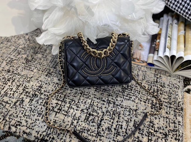 AAA 1:1 Chanel Lambskin flap bag AS1514 black HY19017yF79