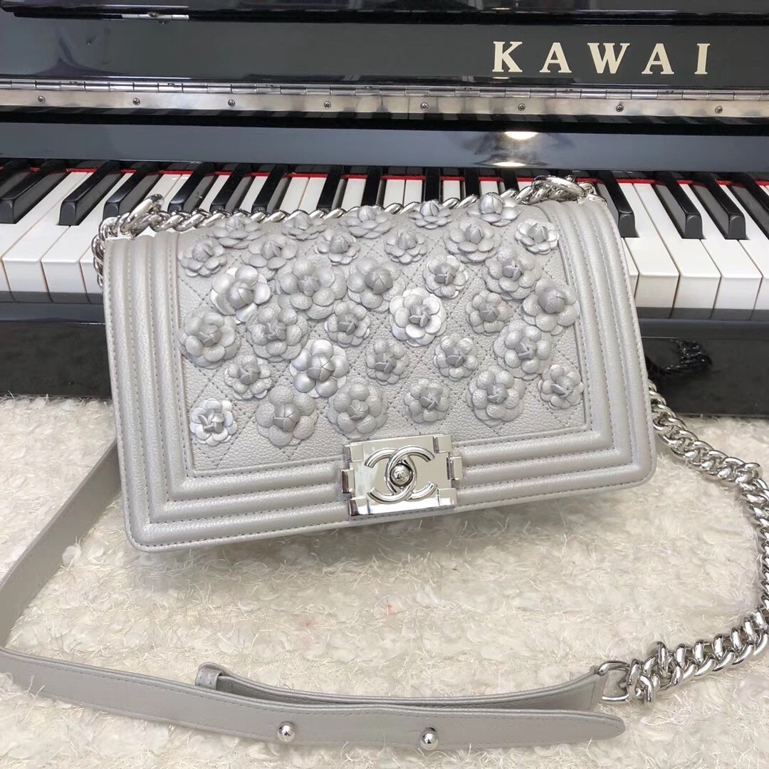 AAA 1:1 Chanel Leboy Original Calfskin leather Shoulder Bag E67086 silver & silver-Tone Metal HY1187vi59