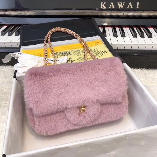 AAA 1:1 Chanel mini flap bag Rabbit hair 1116 pink HY4472vi59