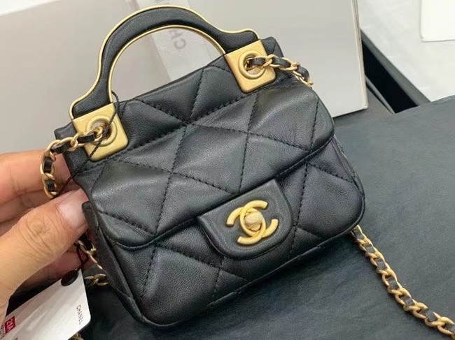 AAA 1:1 CHANEL Top Handle Micro Mini Wallet On Chain AP2271 Black HY7392vi59