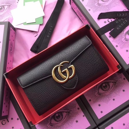 AAA 1:1 Gucci GG Marmont Matelasse Leather Wallet 400586 Black HY11042vi59