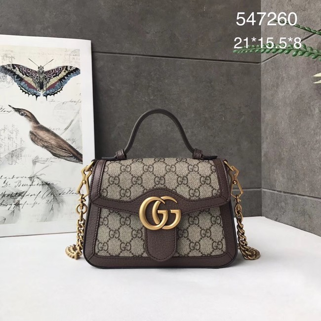 AAA 1:1 Gucci GG Marmont mini top handle bag 547260 brown HY13232vi59