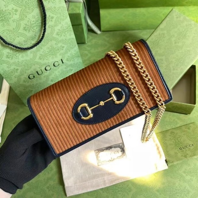AAA 1:1 Gucci Horsebit 1955 chain wallet 621892 brown HY18342vi59