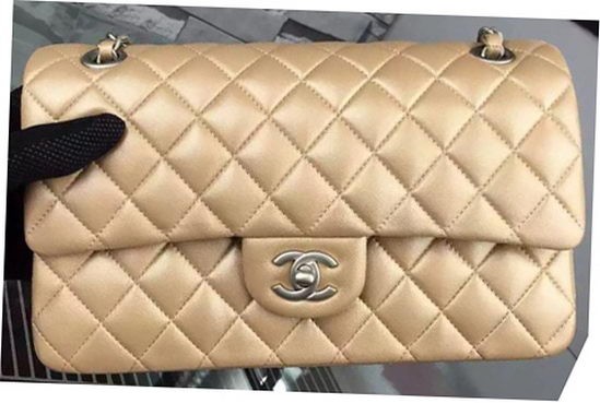 AAA Chanel 2.55 Series Flap Bag Gold Sheepskin Leather A06375 Silver HY12729zK34