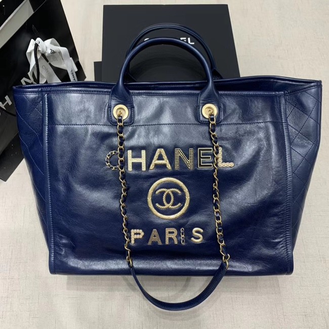 AAA Chanel cowhide Tote Shopping Bag A66942 blue HY10539zK34