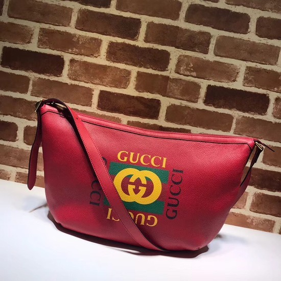 AAA Gucci Print half-moon hobo bag 523588 red HY19299zK34