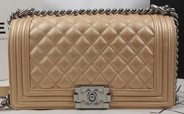 AAA Replica Boy Chanel Flap Bag Original Gold Cannage Pattern A67025 Silver HY10372cf50