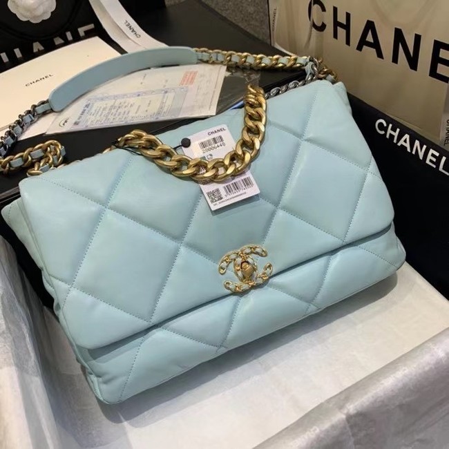 AAA Replica chanel 19 large flap bag AS1162 sky blue HY24635Oy84