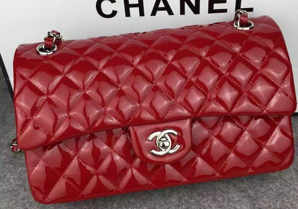AAA Replica Chanel 2.55 Series Double Flap Bag Red Original Patent Leather CF7024 Silver HY20227cf50
