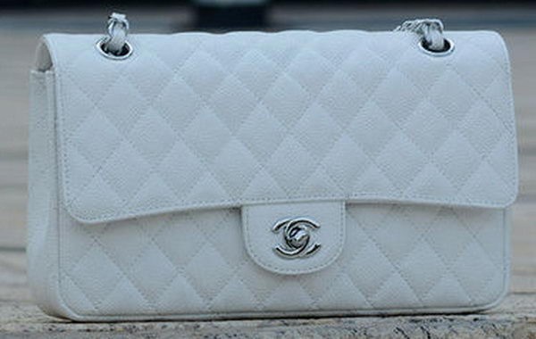 AAA Replica Chanel 2.55 Series Flap Bag White Cannage Pattern A1112 Silver HY10153VB75