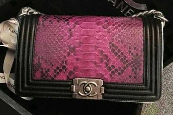 AAA Replica Chanel Boy Flap Shoulder Bag Rose Python Leather A66095 Silver HY5992cf50