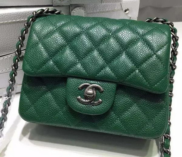 AAA Replica Chanel Classic MINI Flap Bag Litchi Leather A6874 Green HY6138VB75