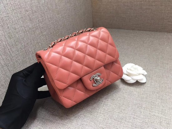 AAA Replica Chanel Classic MINI Flap Bag original Sheepskin Leather A1115 pink silver chain HY4167cf50