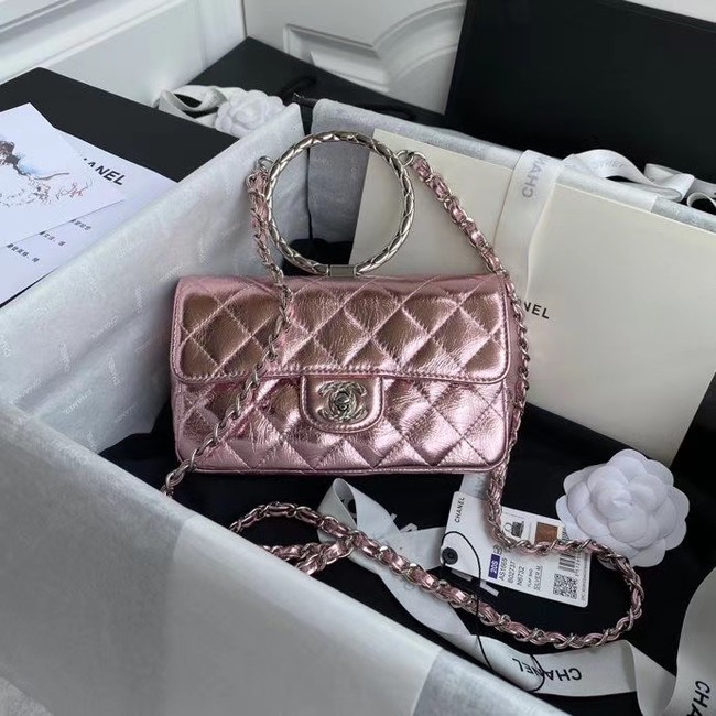 AAA Replica Chanel Flap Original Lambskin Leather Shoulder Bag AS1665 silver pink HY4195Oy84