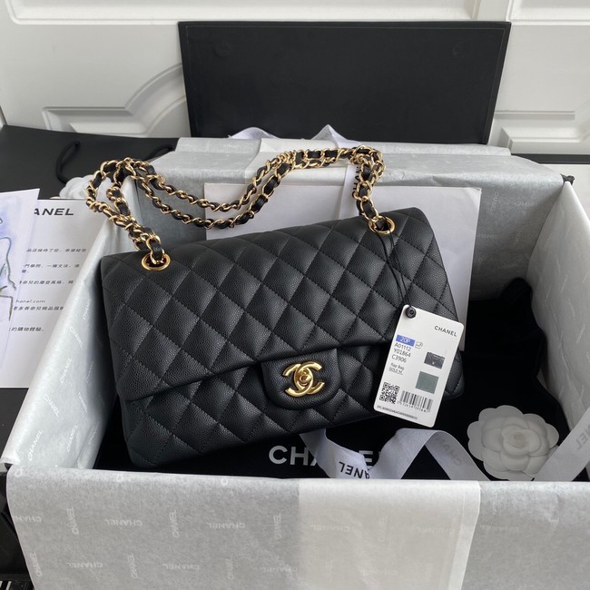AAA Replica Chanel Flap Shoulder Bag Grained Caviar Leather A01112 gold-Tone Metal black HY23877cf50
