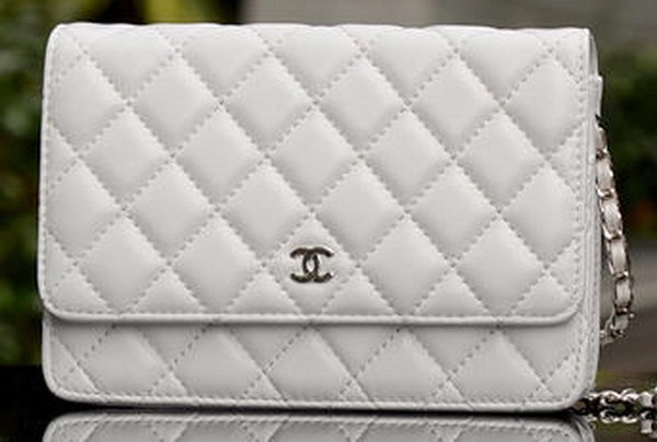 AAA Replica Chanel mini Flap Bag White Sheepskin Leather A33814 Silver HY22810Oy84