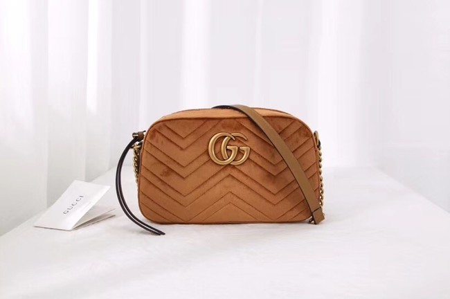 AAA Replica Gucci GG Marmont velvet small shoulder bag 447632 Taupe HY25483VB75