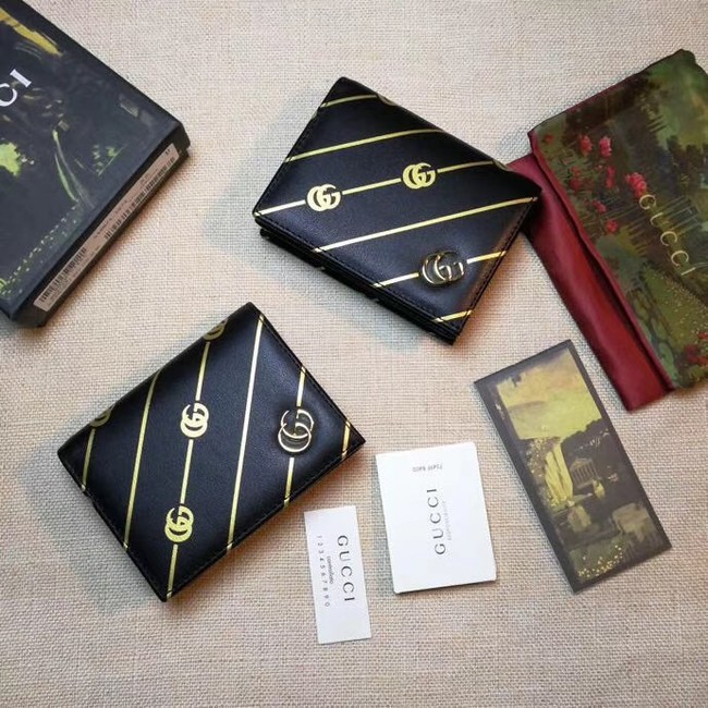 AAA Replica Gucci Leather card case with Double G stripe 548071 black HY11860Oy84