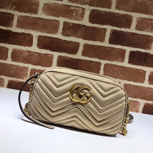 AAA Replica GucciGG Marmont velvet small shoulder bag 447632 Khaki HY26943VB75