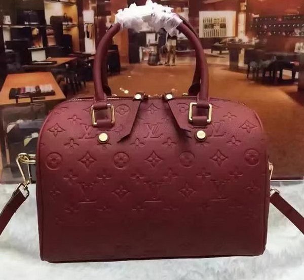 AAA Replica Louis Vuitton Monogram Empreinte Speedy 30 Bag M40762 Burgundy HY4532cf50