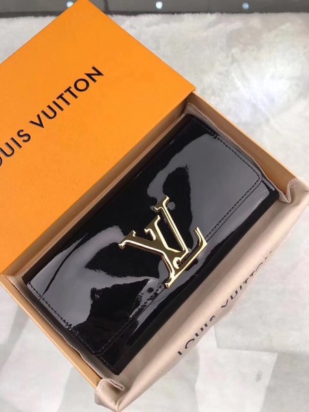 AAA Replica Louis Vuitton Patent Calf Leather LOUISE WALLET M64550 Black HY16723VB75