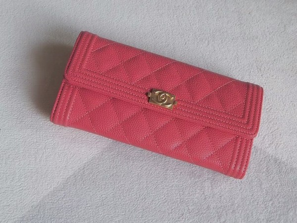 AAAAA Chanel Boy Matelasse Long Wallet Calfskin Leather CHA5264 Pink HY7493aM93