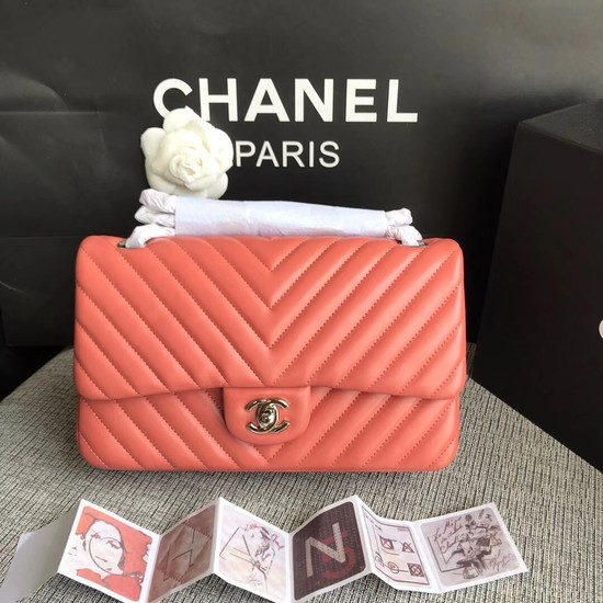 AAAAA Chanel Flap Original Lambskin Leather Shoulder Bag 1112V watermelon red silver chain HY4992Qa67