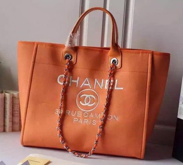 AAAAA Chanel Large Canvas Tote Shopping Bag A5002 Orange HY26162Qa67