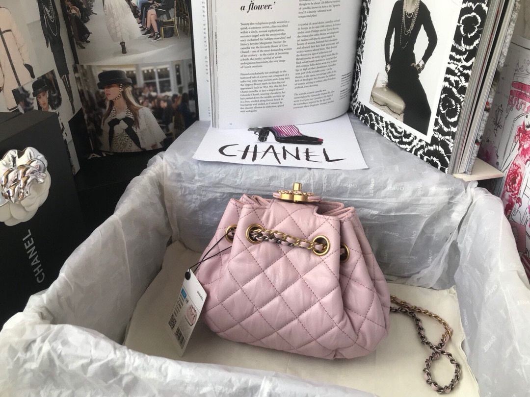 AAAAA CHANEL Original Leather Rope Bag AS1802 Pink HY10413aM93