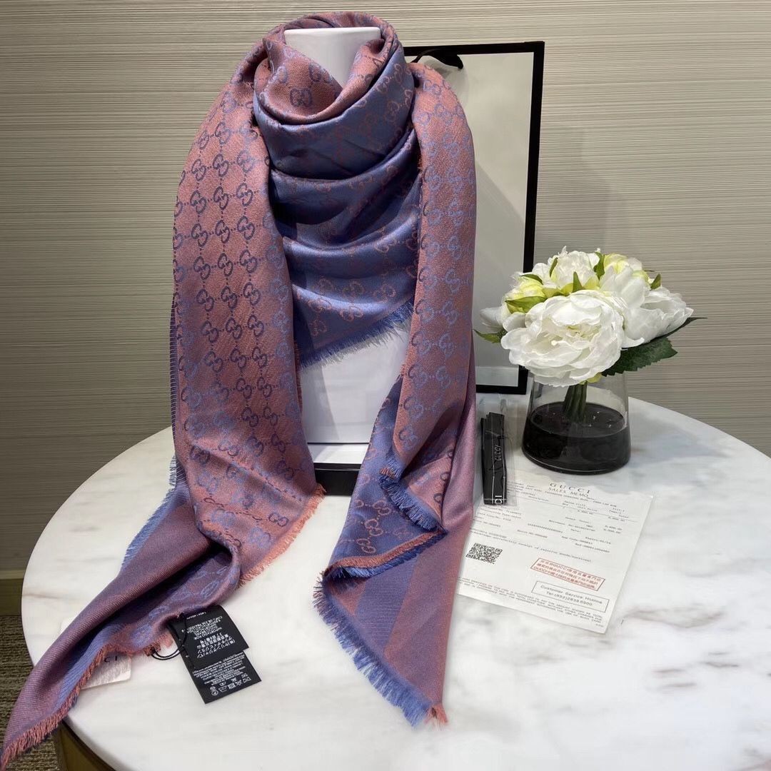 AAAAA Gucci Cashmere Scarf GG9654 Blue HY22458aM93