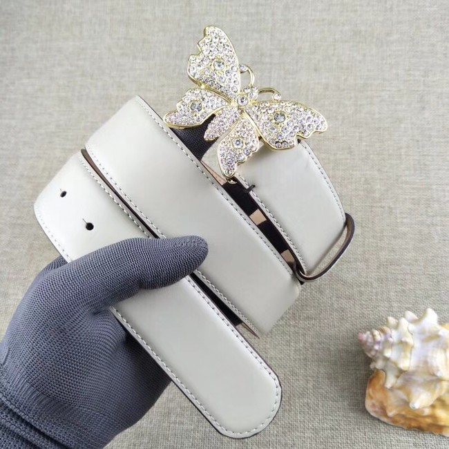 AAAAA Gucci leather belt with butterfly 499553 white HY11197Qa67