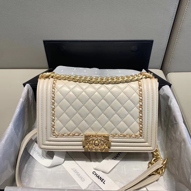 AAAAA Imitation BOY CHANEL flap bag A67086 white HY13077Sy67