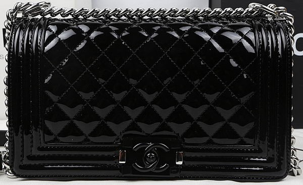 AAAAA Imitation Boy Chanel Flap Bag Original Patent Leather A67025 Black HY22336oT91