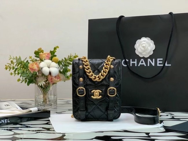 AAAAA Imitation Chanel FLAP BAG Aged Calfskin & Gold-Tone Metal AS2695 Black HY21472Sy67