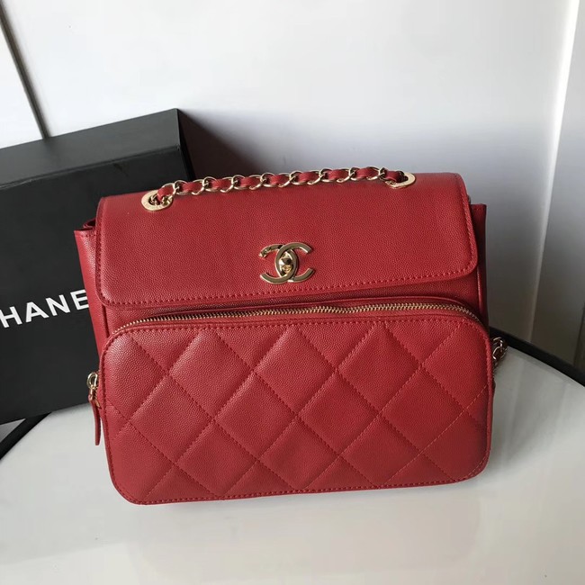AAAAA Imitation Chanel flap bag Grained Calfskin & Gold-Tone Metal AS1199 red HY20511oT91