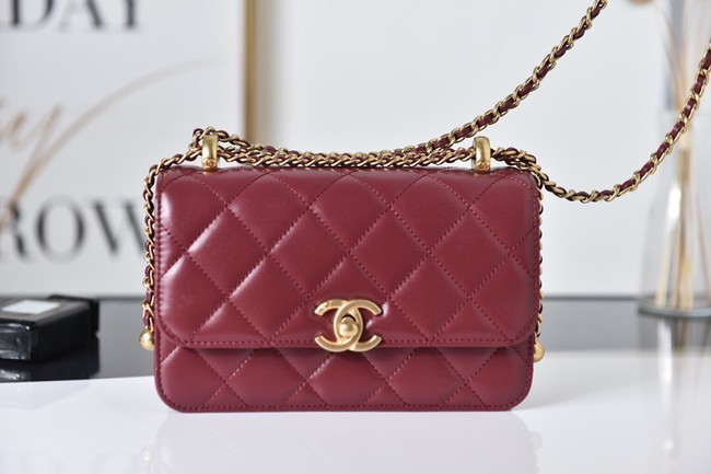 AAAAA Imitation Chanel Flap Lambskin mini Shoulder Bag AS2615 red HY13576oT91