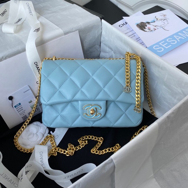 AAAAA Imitation Chanel Flap Lambskin small Shoulder Bag AS3114 blue HY16362Sy67
