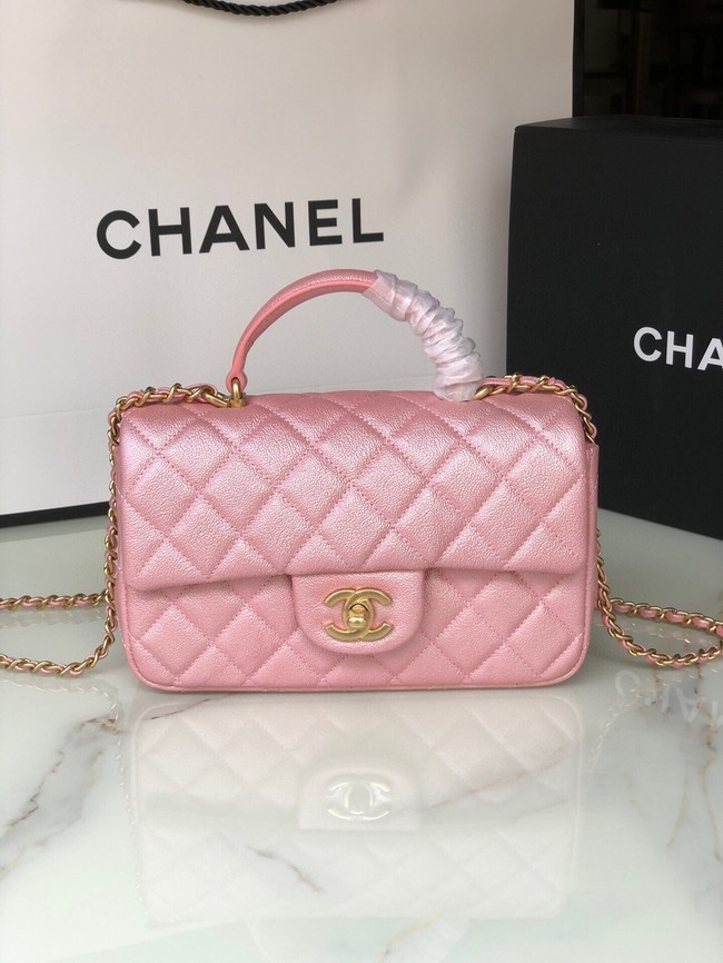 AAAAA Imitation CHANEL mini flap bag with top handle AS2431 rose HY23796oT91