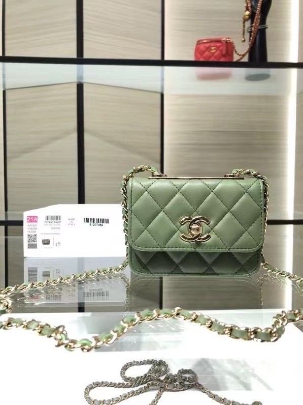 AAAAA Imitation Chanel mini Flap Shoulder Bag Original leather AP2301 green HY22202Sy67