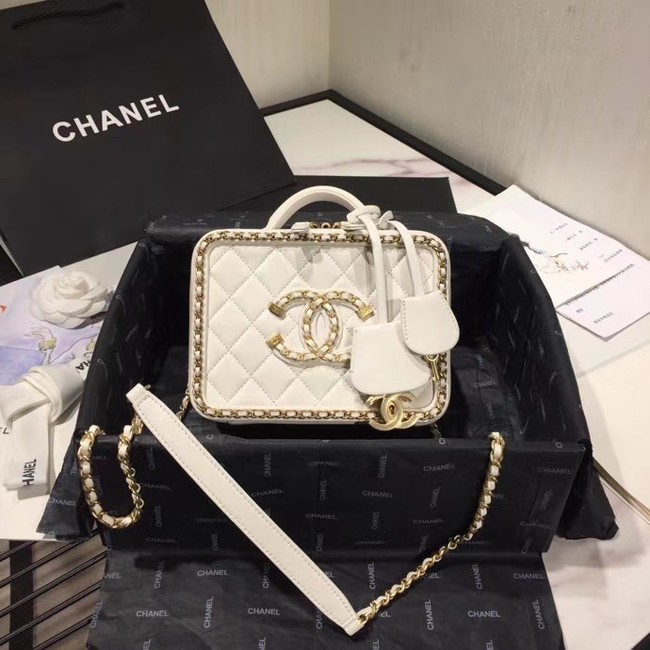 AAAAA Knockoff Chanel Original Small Sheepskin cosmetic bag AS1785 white HY1625Pg26