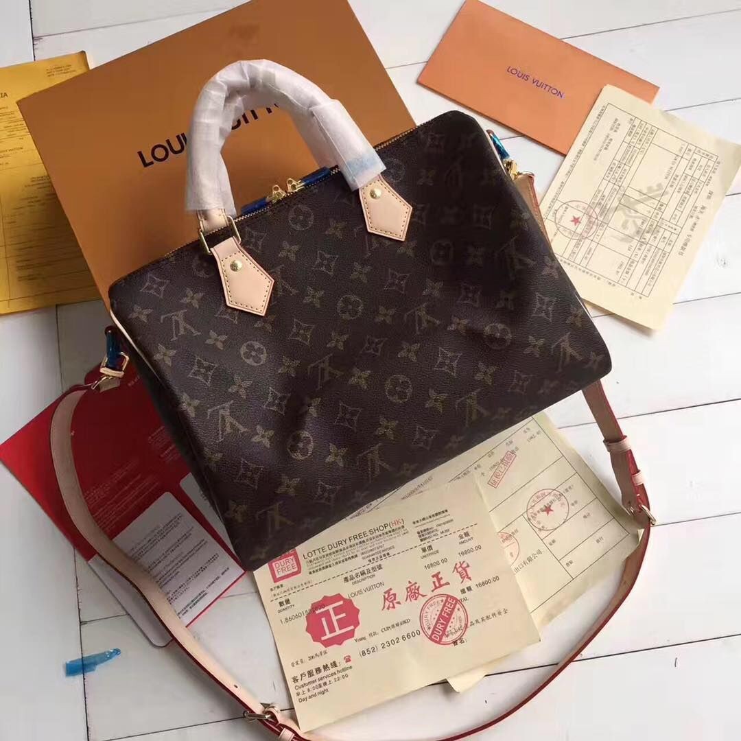 AAAAA Knockoff Louis Vuitton Monogram Canvas Speedy 30 with Shoulder Strap M40391 HY5640Pg26