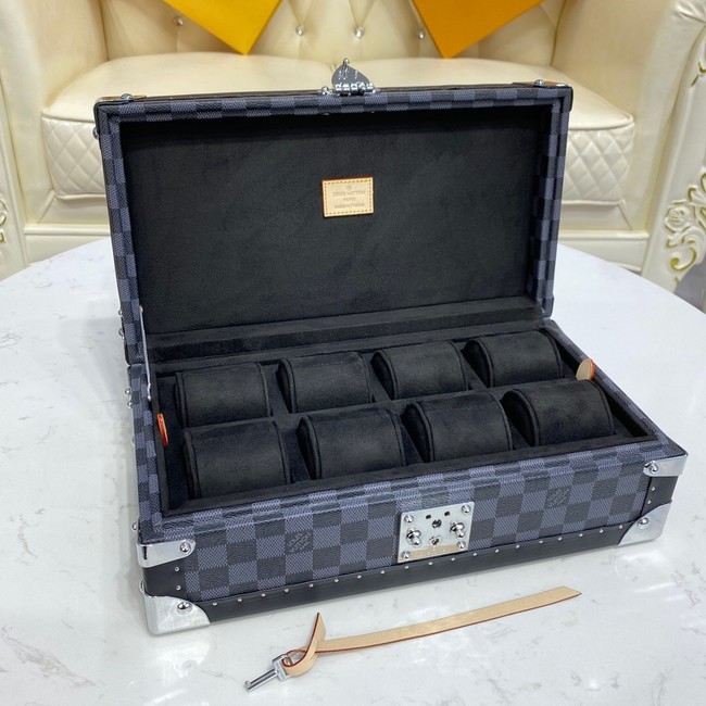 AAAAA Louis Vuitton Damier Graphite canvas 8 WATCH CASE M47641 black HY6763aM93