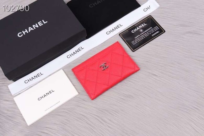 Best 1:1 Chanel classic card holder Grained Calfskin & Gold-Tone Metal A31510 red HY12245OR71