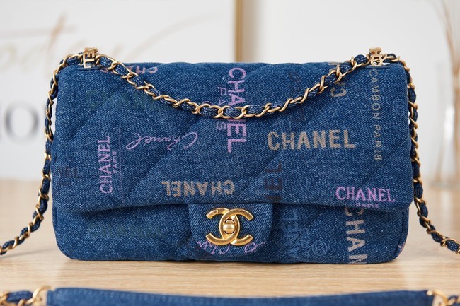 Best 1:1 Chanel Flap denim Shoulder Bag AS3135 blue HY4945OR71