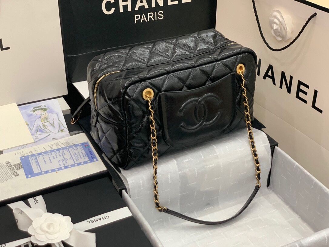 Best 1:1 Chanel Grosse Bowling Tasche Original Leather Bag AS2229 Black HY5780eT55
