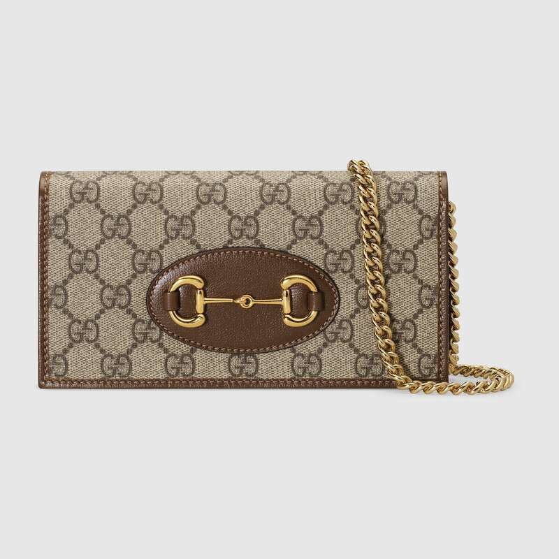 Best 1:1 Gucci Horsebit 1955 wallet with chain 621892 brown HY13340OR71