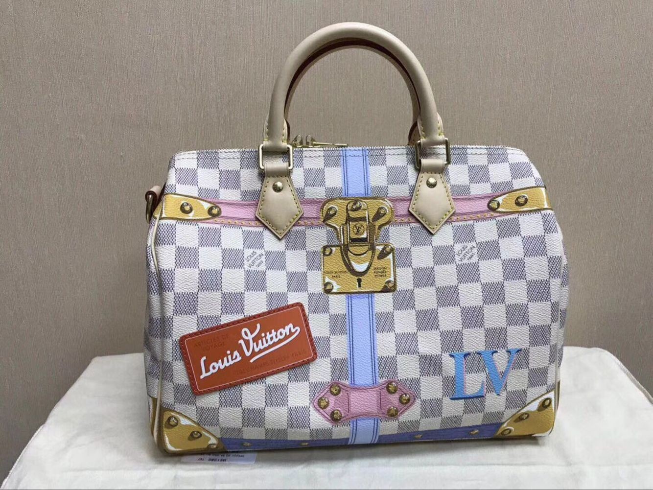 Best 1:1 Louis Vuitton Damier Azur Canvas original speedy 30 B41112 HY20745eT55