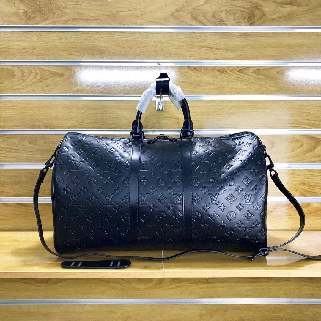 Best 1:1 Louis Vuitton Monogram Empreinte Keepall 50 Strap N41416 Black HY13705OR71