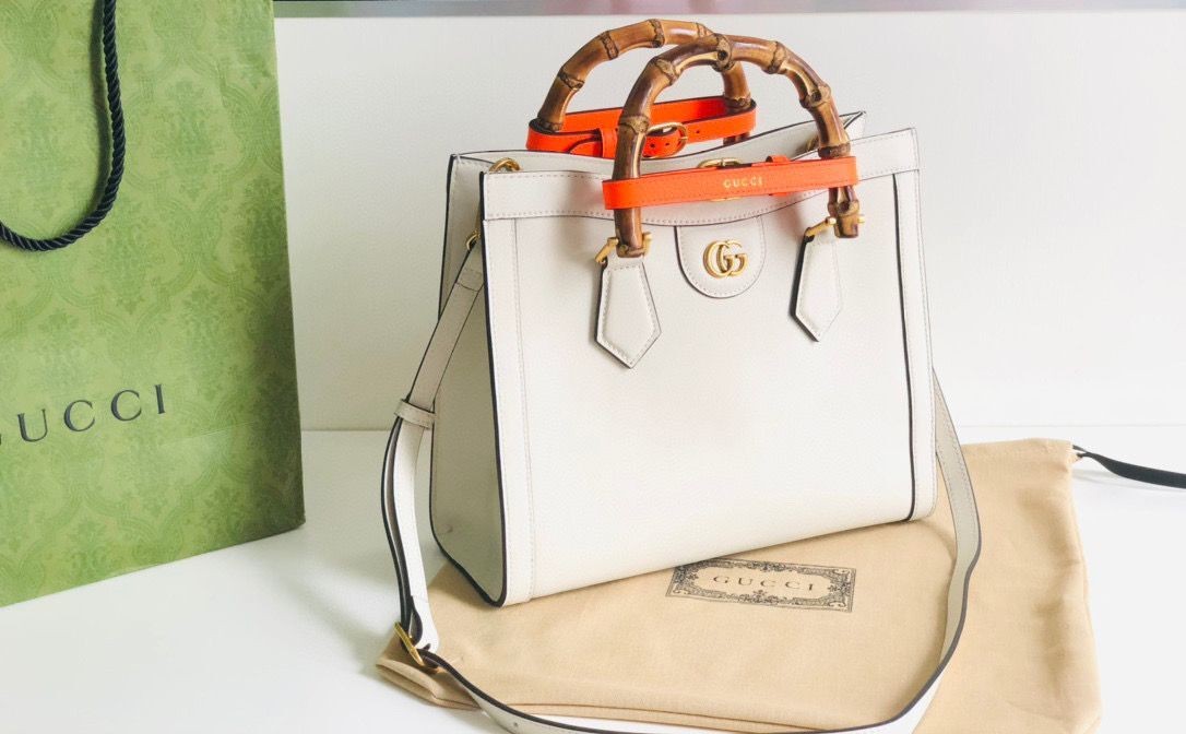 Best Gucci Diana GG Bamboo Top Handle Original Leather Bag 660195 White HY10377kr25