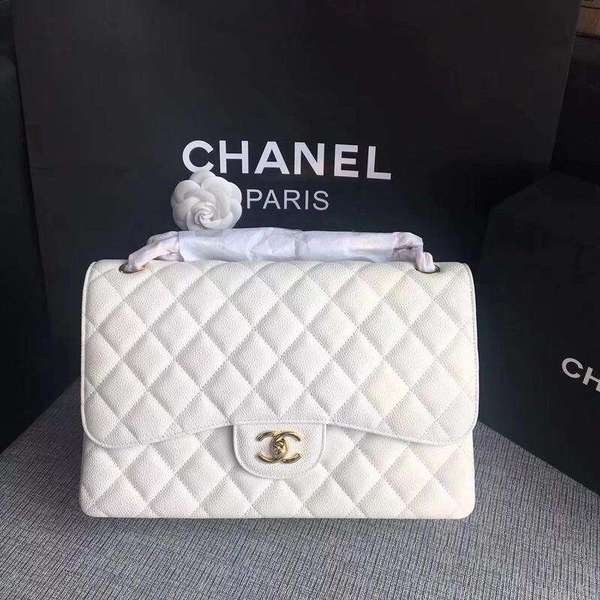 Best Quality Imitation Chanel Flap Shoulder Bags White Original Calfskin Leather CF1113 Gold HY11478dK58